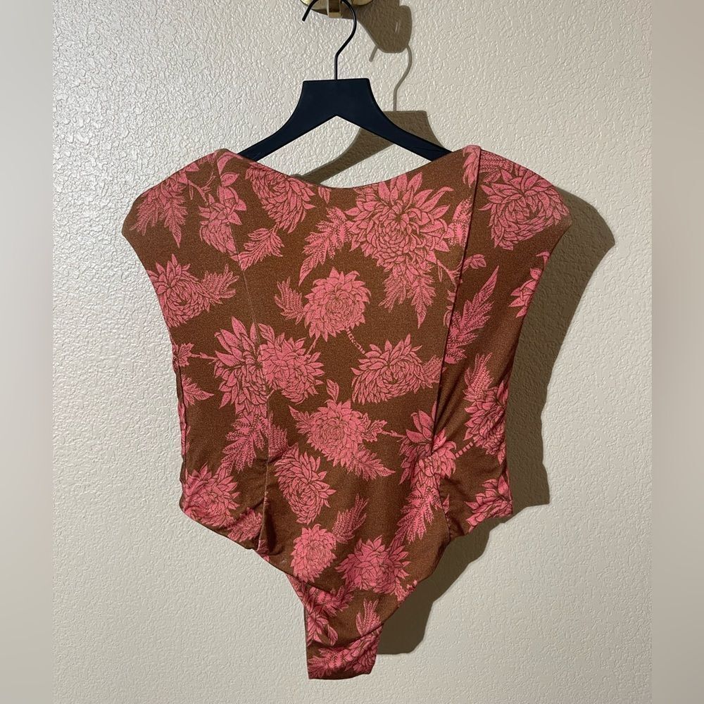 Novella Royale Brown Top with Pink Floral Design